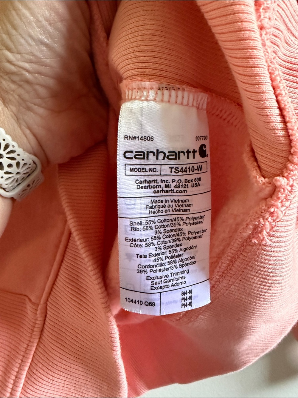 Women’s Carhartt Crewneck Sweatshirt in Coral size small - Picture 4 of 6